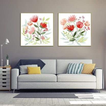 Wall Art 60cmx60cm Florals 2 Sets Gold Frame Canvas