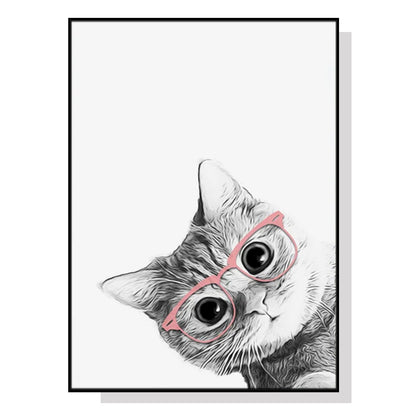 Wall Art 40cmx60cm Cat With Glasses Black Frame Canvas