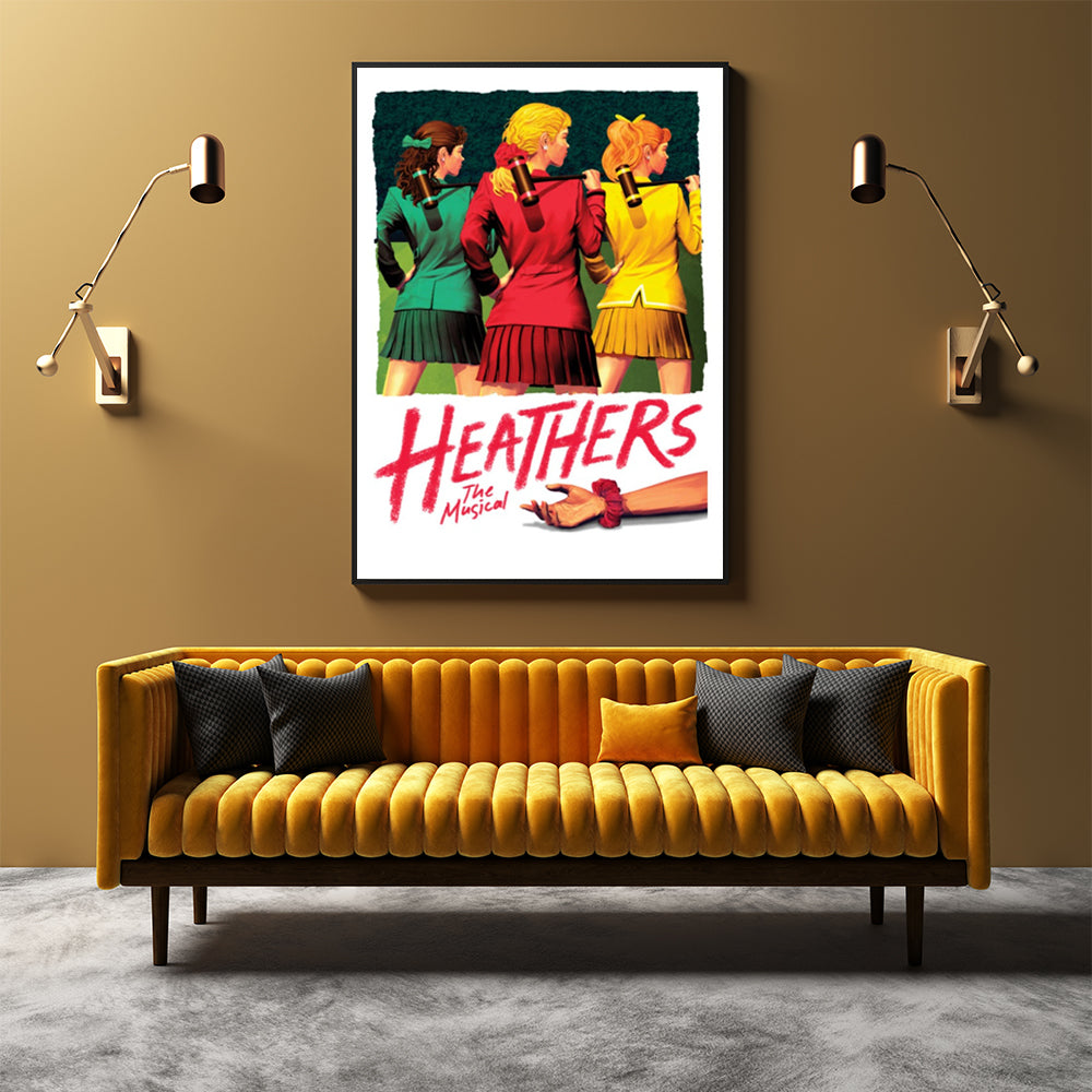 Wall Art 90cmx135cm Heathers The Musical Black Frame Canvas