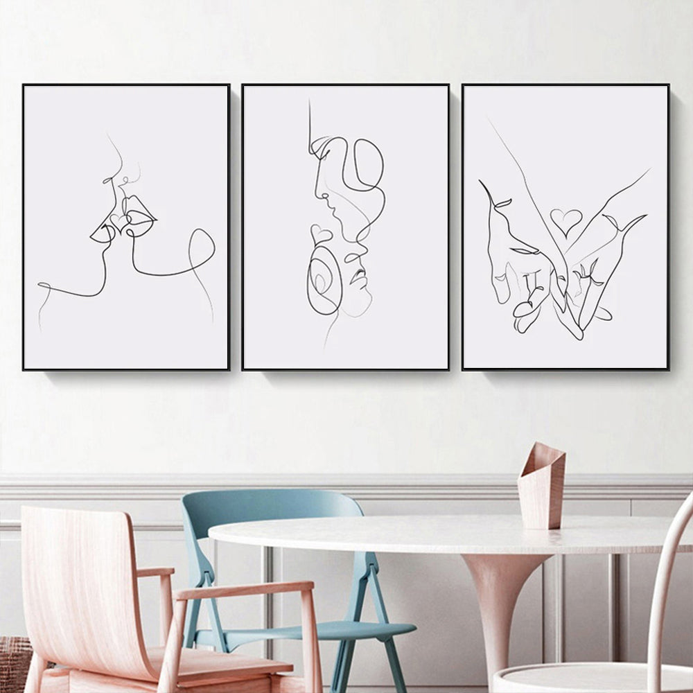 Wall Art 50cmx70cm Couples 3 Sets Black Frame Canvas