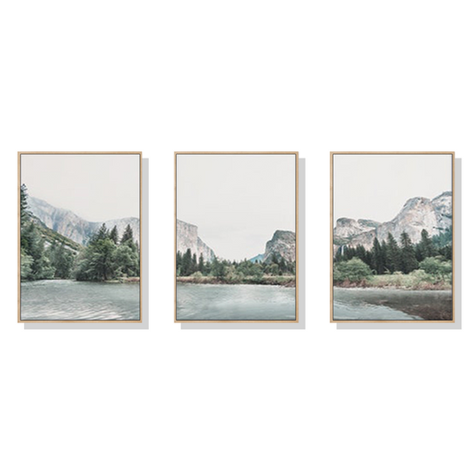 Wall Art 40cmx60cm Yosemite Valley National Park 3 Sets Wood Frame Canvas