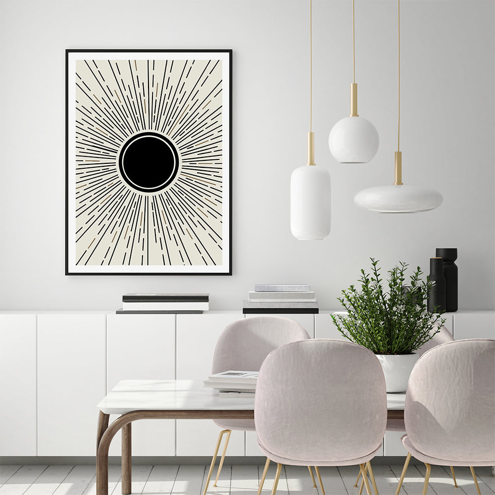 Wall Art 60cmx90cm Sun Rise Art Black Frame Canvas