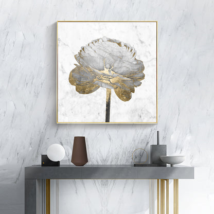 Wall Art 40cmx40cm Gold And White Blossom On White 2 Sets Gold Frame Canvas