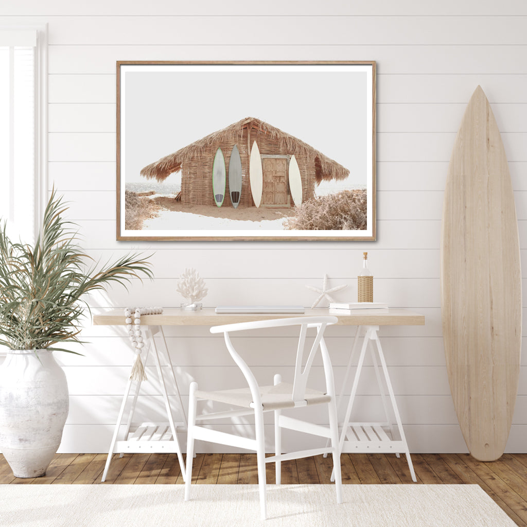 Wall Art 60cmx90cm Surf Cabin Wood Frame Canvas