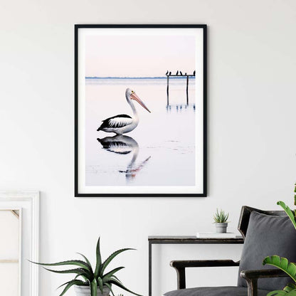 Wall Art 100cmx150cm Pelican Black Frame Canvas