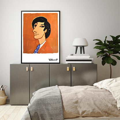 Wall Art 90cmx135cm Villemot 1971 Black Frame Canvas