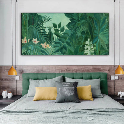 Wall Art 60cmx120cm The Equatorial Jungle Green Forest By Henri Rousseau Black Frame Canvas