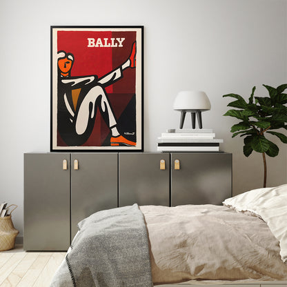 Wall Art 90cmx135cm Bally Man by Villemot Black Frame Canvas