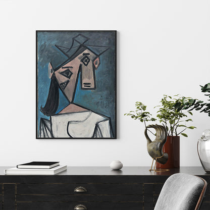 Wall Art 90cmx135cm Head Of A Woman By Pablo Picasso Black Frame Canvas