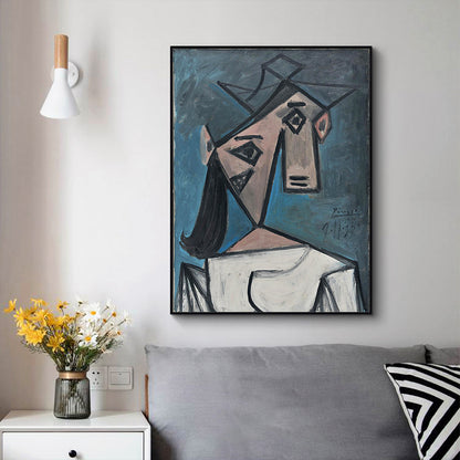 Wall Art 80cmx120cm Head Of A Woman By Pablo Picasso Black Frame Canvas