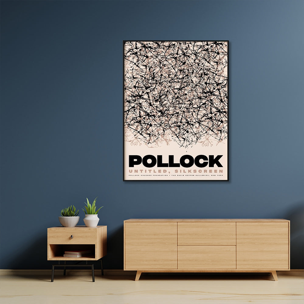 Wall Art 40cmx60cm Jackson Pollock Exhibition II Black Frame Canvas