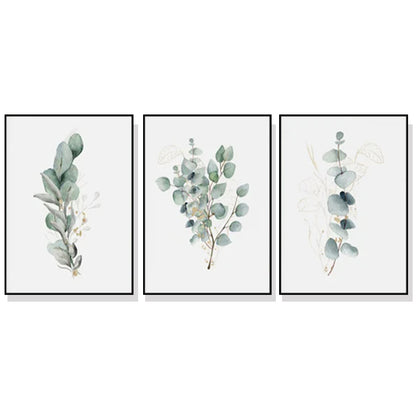 Wall Art 60cmx90cm Eucalyptus Plant 3 Sets Black Frame Canvas