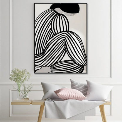 Wall Art 100cmx150cm Mid Century Figure Black Frame Canvas