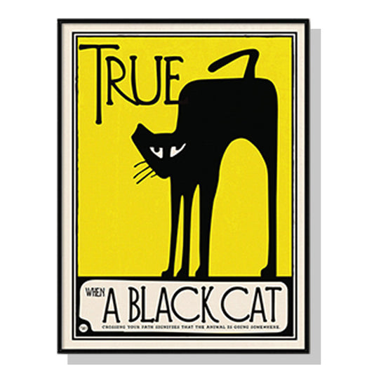 Wall Art 90cmx135cm Black Cat Black Frame Canvas