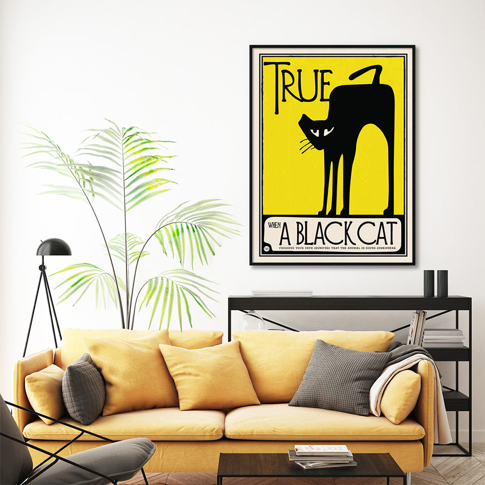 Wall Art 100cmx150cm Black Cat Black Frame Canvas