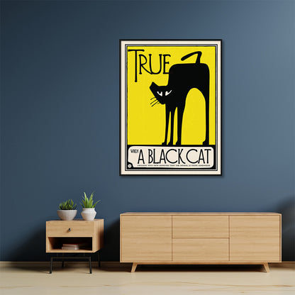 Wall Art 60cmx90cm Black Cat Black Frame Canvas