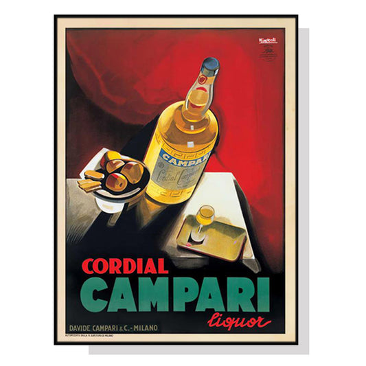 Wall Art 90cmx135cm Cordial Campari Liquor Black Frame Canvas