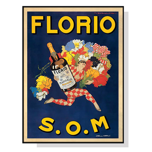 Wall Art 90cmx135cm Florio S.O.M Black Frame Canvas