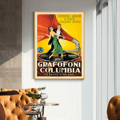 Wall Art 100cmx150cm Grafofoni Columbia Gold Frame Canvas