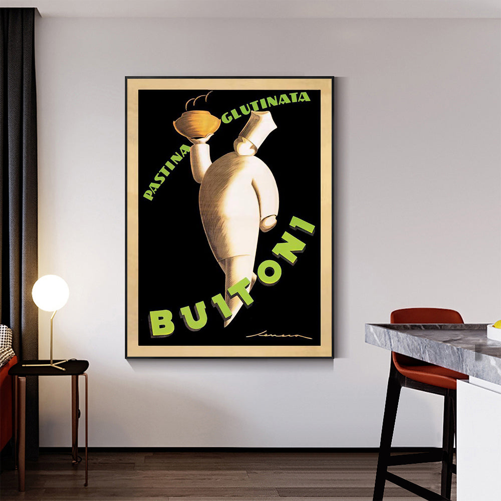 Wall Art 60cmx90cm Buitoni Black Frame Canvas