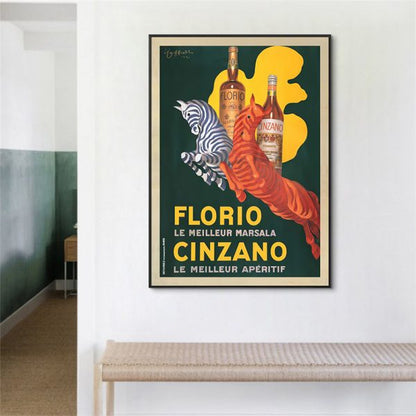 Wall Art 80cmx120cm Florio Cinzano Black Frame Canvas