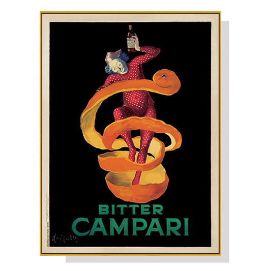 Wall Art 50cmx70cm Bitter Campari Gold Frame Canvas