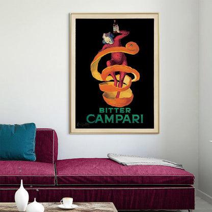 Wall Art 90cmx135cm Bitter Campari Gold Frame Canvas