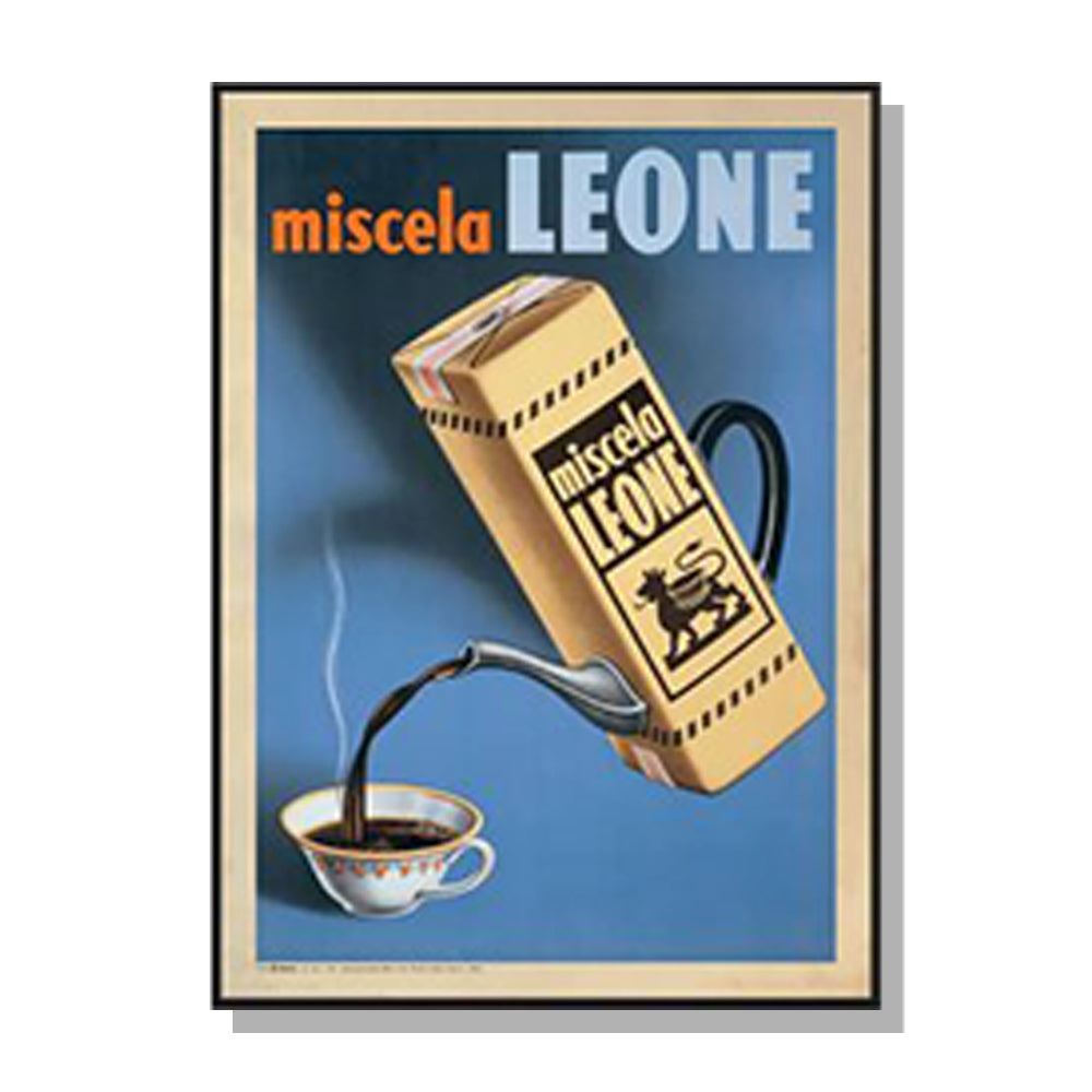 Wall Art 40cmx60cm Miscela Leone, 1950 Black Frame Canvas