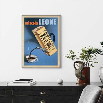 Wall Art 60cmx90cm Miscela Leone, 1950 Black Frame Canvas