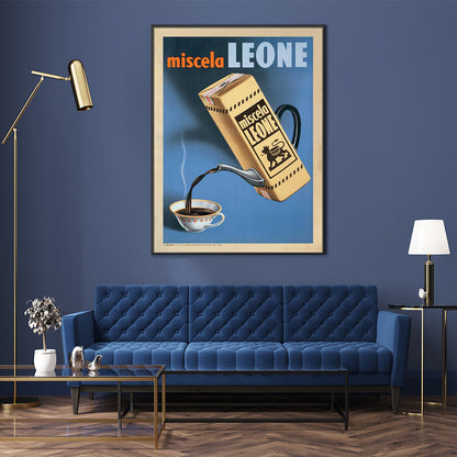 Wall Art 60cmx90cm Miscela Leone, 1950 Black Frame Canvas