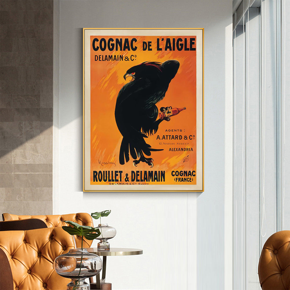 Wall Art 50cmx70cm Cognac de l'Aigle Gold Frame Canvas