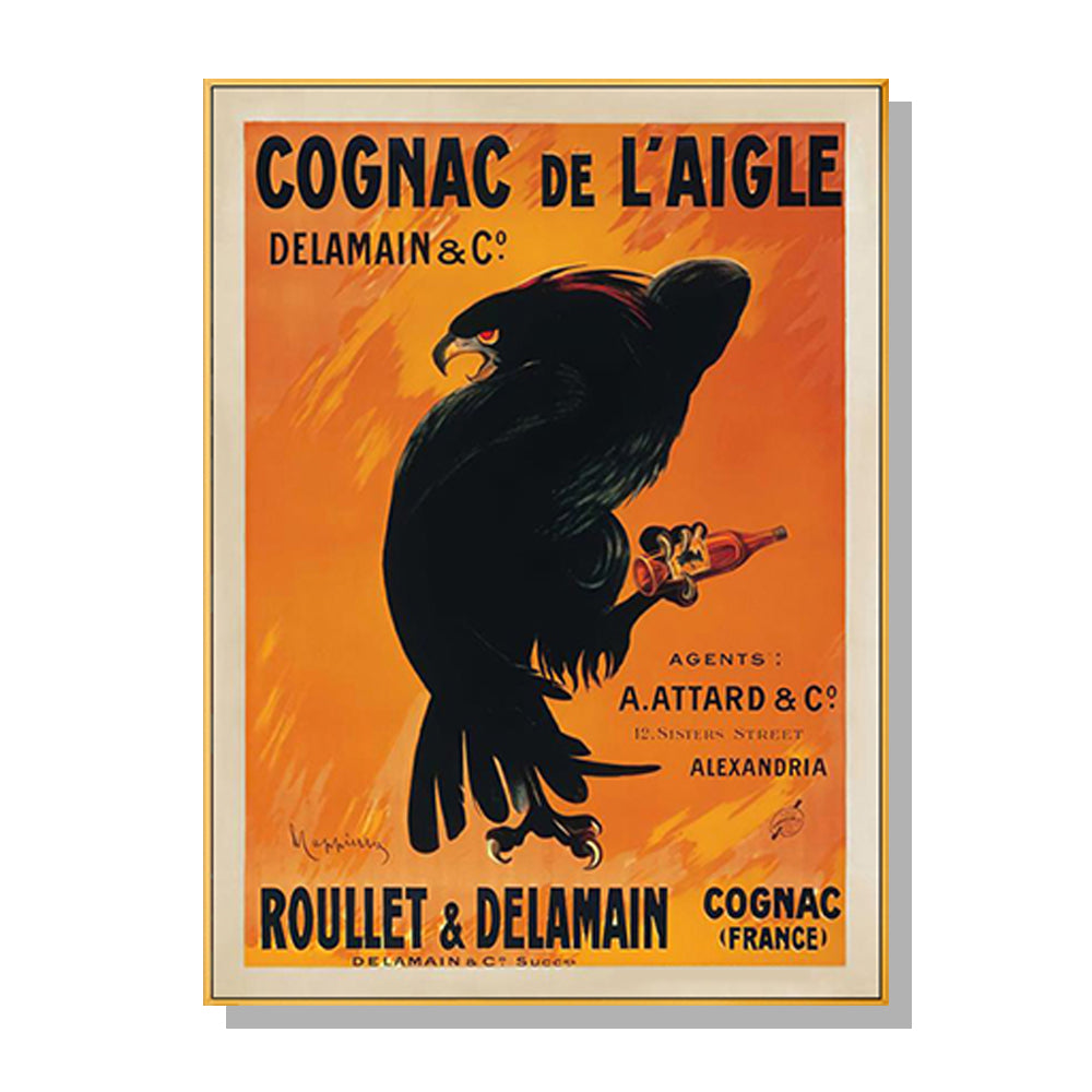 Wall Art 60cmx90cm Cognac de l'Aigle Gold Frame Canvas