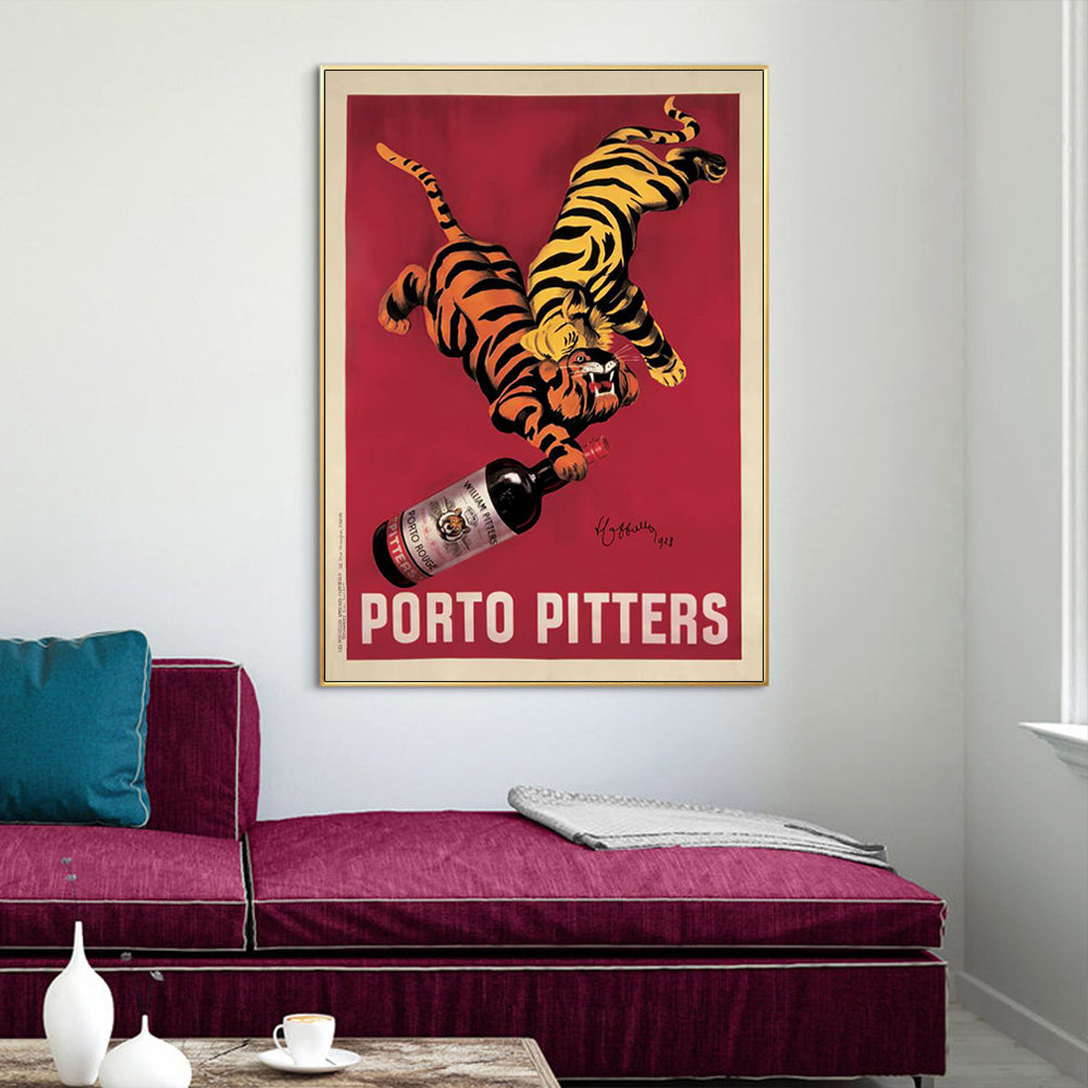 Wall Art 50cmx70cm Porto Pitters Vintage Gold Frame Canvas