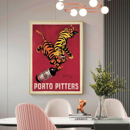 Wall Art 50cmx70cm Porto Pitters Vintage Gold Frame Canvas