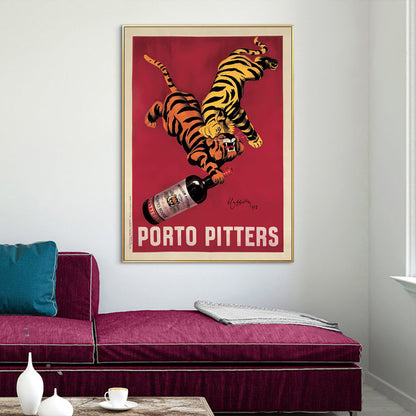 Wall Art 40cmx60cm Porto Pitters Vintage Gold Frame Canvas