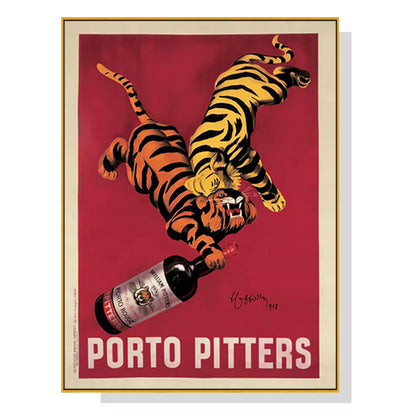 Wall Art 80cmx120cm Porto Pitters Vintage Gold Frame Canvas