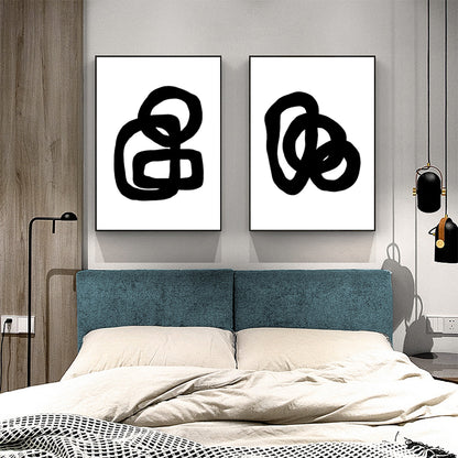 Wall Art 40cmx60cm Black and White 2 Sets Black Frame Canvas