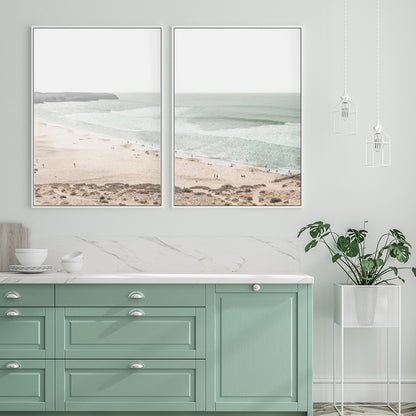 Wall Art 70cmx100cm Coastal Prints 2 Sets White Frame Canvas