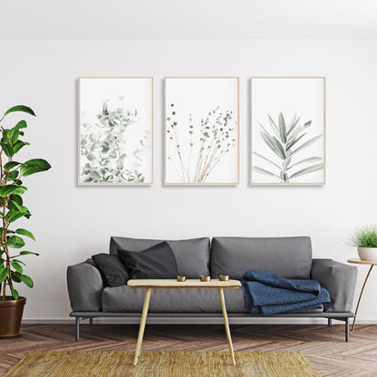 Wall Art 40cmx60cm Lavender Eucalyptus 3 Sets Wood Frame Canvas