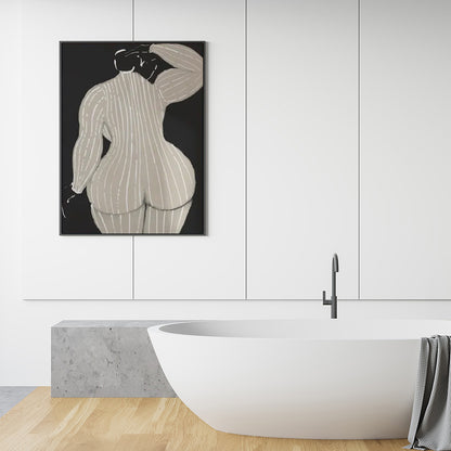 Wall Art 50cmx70cm Mid Century Lady Black Frame Canvas