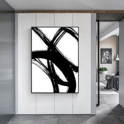 Wall Art 90cmx135cm  Minimalist Black Artwork Black Frame Canvas