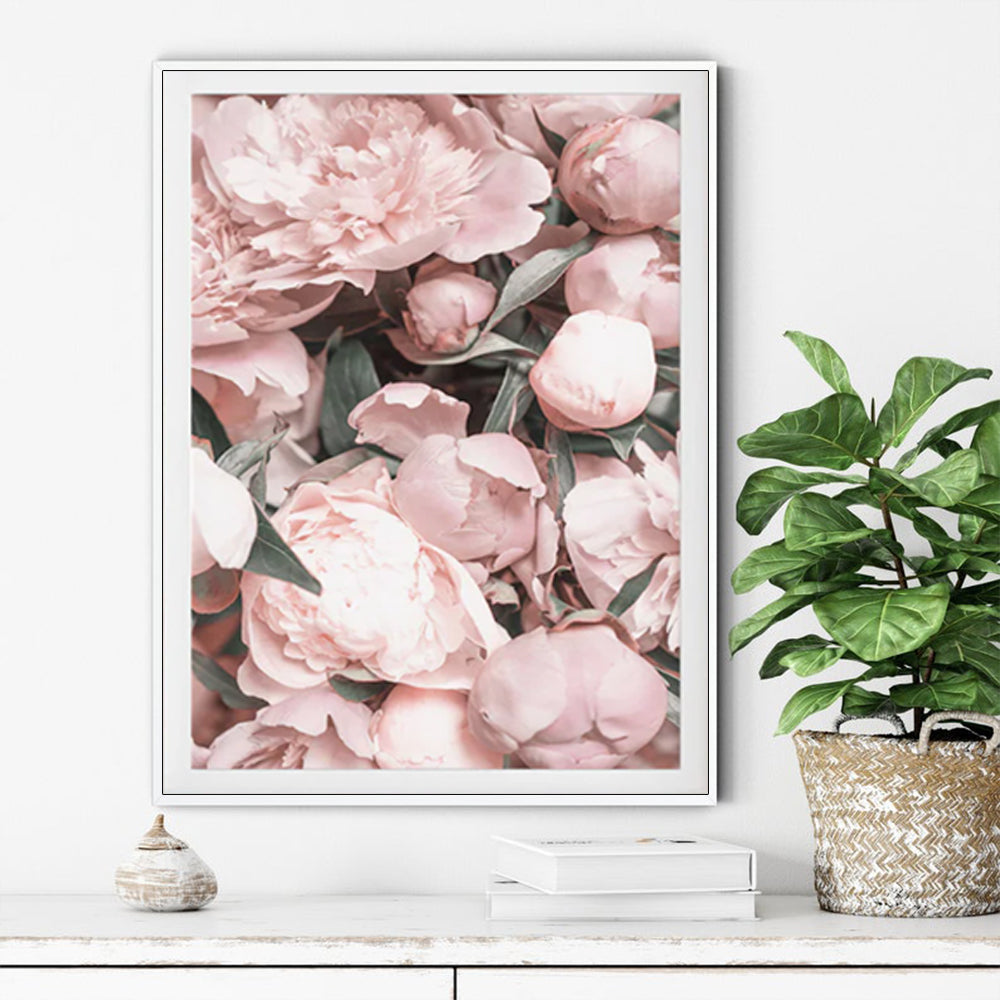 Wall Art 40cmx60cm Peony White Frame Canvas