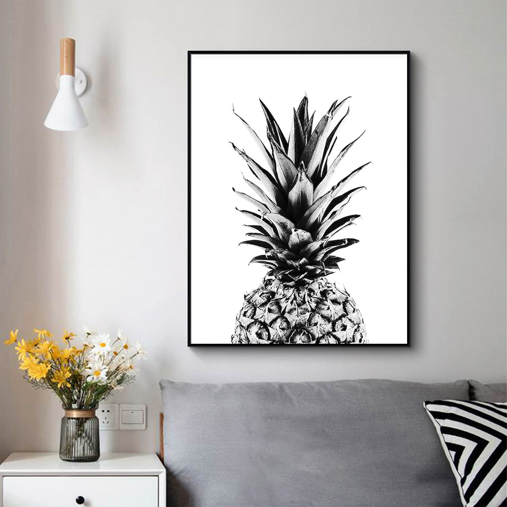 Wall Art 100cmx150cm Pineapple Black Frame Canvas