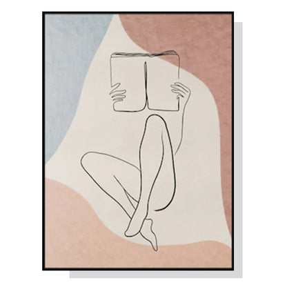 Wall Art 60cmx90cm Woman Reading Book Black Frame Canvas