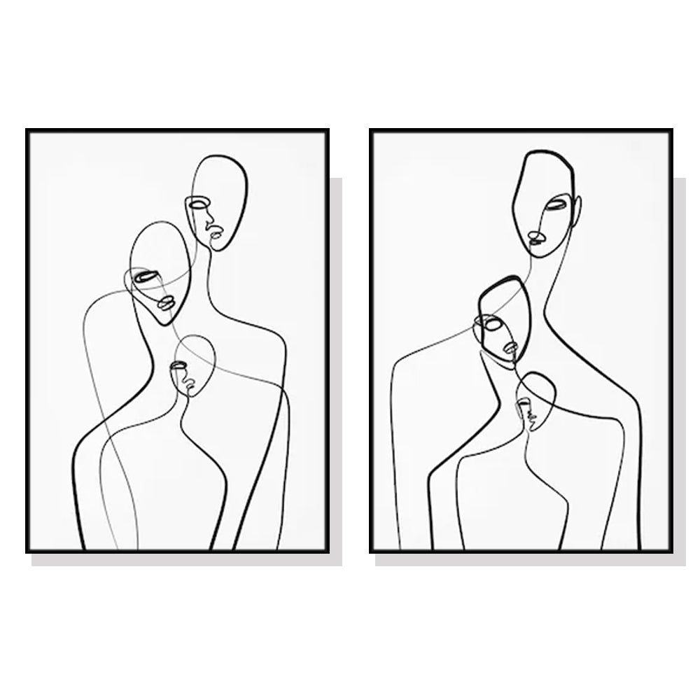 Wall Art 50cmx70cm Abstract Figures 2 Sets Black Frame Canvas