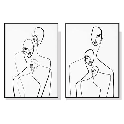 Wall Art 100cmx150cm Abstract Figures 2 Sets Black Frame Canvas