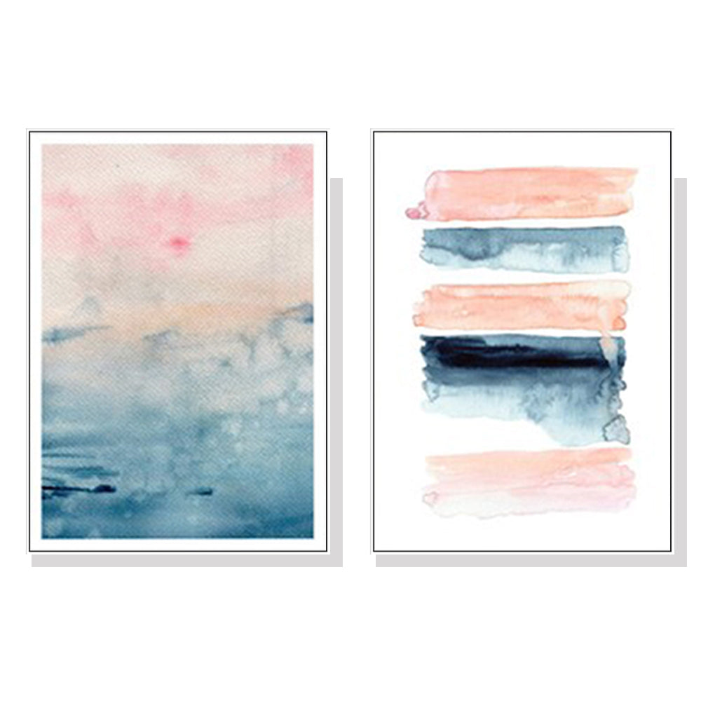 Wall Art 90cmx135cm Abstract Pink 2 Sets White Frame Canvas