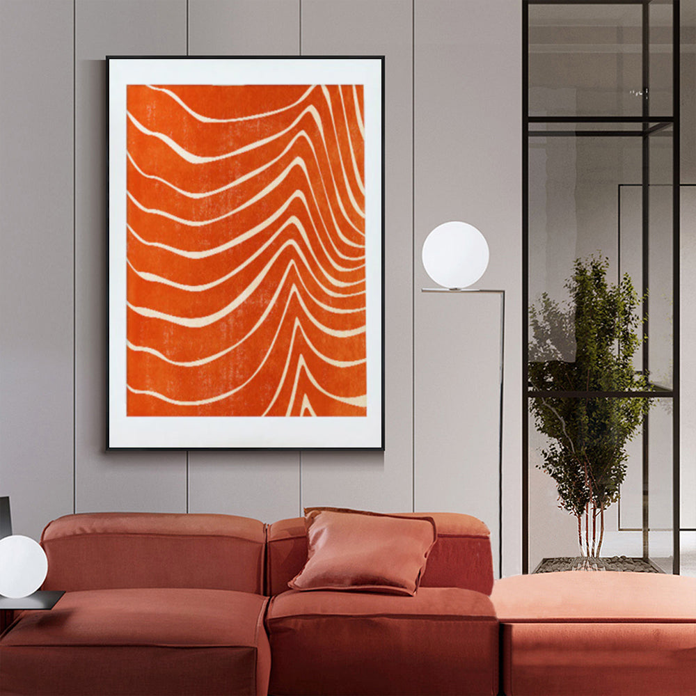 Wall Art 50cmx70cm Abstract Orange Black Frame Canvas