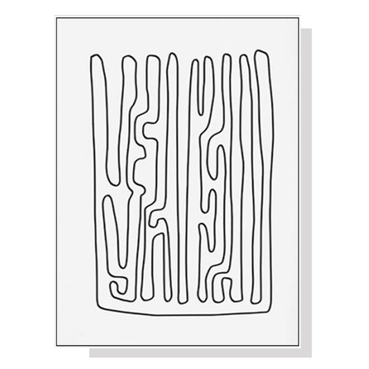 Wall Art 100cmx150cm Black And White Lines White Frame Canvas