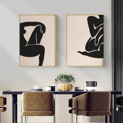 Wall Art 50cmx70cm Female Figure 2 Sets Gold Frame Canvas